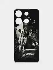 Оливковый чехол для Infinix Smart 7 Plus (Инфиникс Смарт 7 Плюс), прозрачный, с рисунком, защита камеры