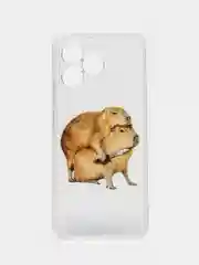 Бежевый силиконовый чехол на Realme C53/C51 (Реалми С53/С51), прозрачный, с рисунком, защита камеры