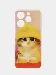 Желтый чехол на Tecno Spark 10 Pro (Текно Спарк 10 Про), прозрачный, с рисунком, защита камеры