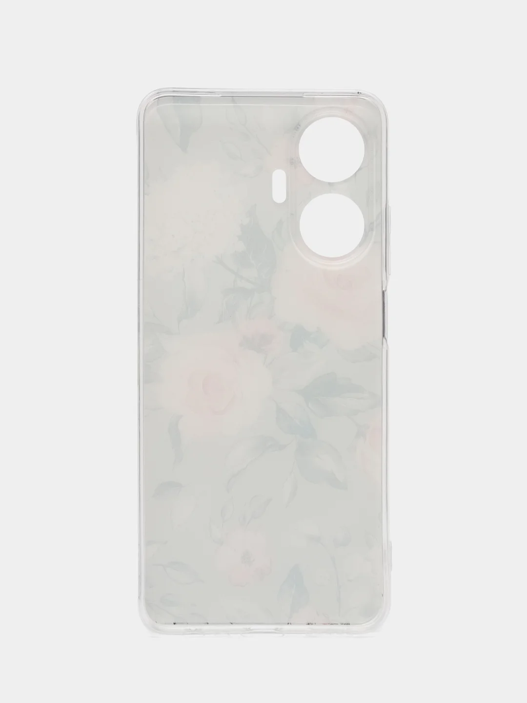 Кораллово-розовый силиконовый чехол на Realme C55 (Реалми C55), прозрачный, с рисунком, защита камеры