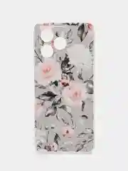 Кораллово-розовый силиконовый чехол на Realme C53/C51 (Реалми С53/С51), прозрачный, с рисунком, защита камеры