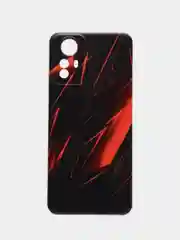 Красный чехол прозрачный на Xiaomi Redmi Note 12S (Сяоми Редми Нот 12S), с рисунком, защита камеры