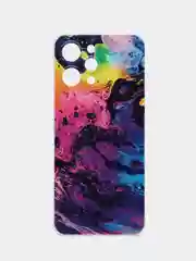 Пурпурный силиконовый чехол на Xiaomi Redmi 12 (Редми 12), прозрачный, с рисунком, защита камеры