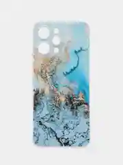 Голубой силиконовый чехол на Xiaomi Redmi 12 (Редми 12), прозрачный, с рисунком, защита камеры