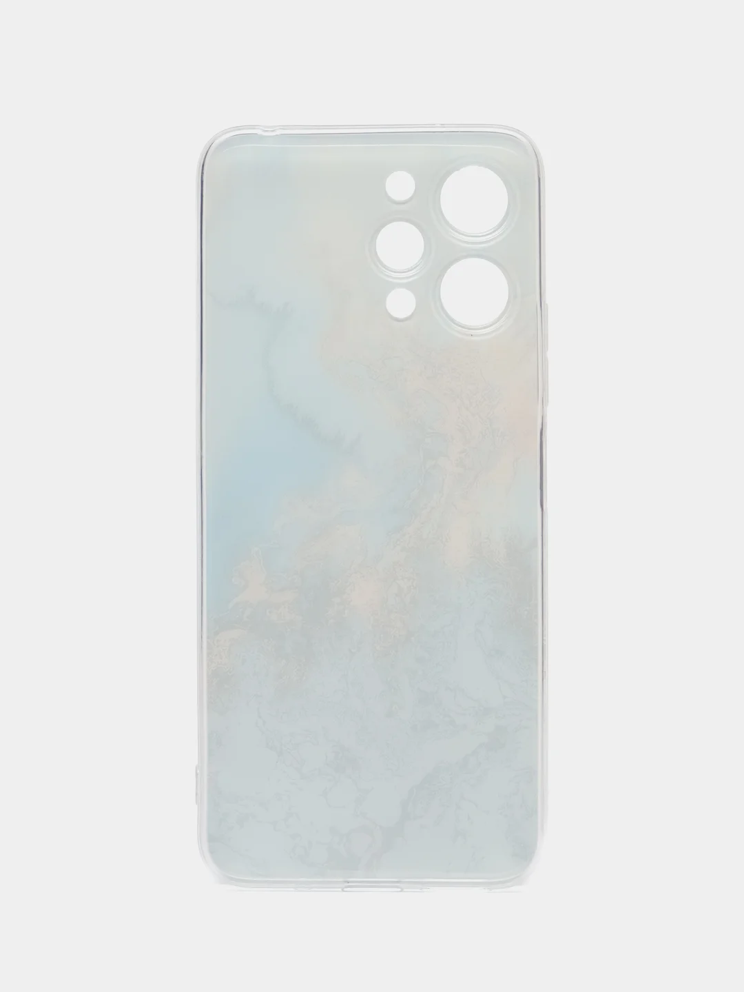 Голубой силиконовый чехол на Xiaomi Redmi 12 (Редми 12), прозрачный, с рисунком, защита камеры
