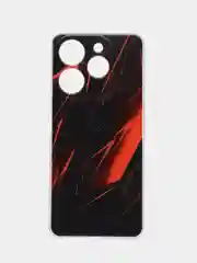 Красный чехол на Tecno Spark 10 Pro (Текно Спарк 10 Про), прозрачный, с рисунком, защита камеры