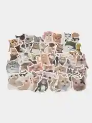 Зеленый наклейки-стикеры котики мемы, 50 штук. Стикерпак с котиками и собачками, скрапбукинг. Таро
