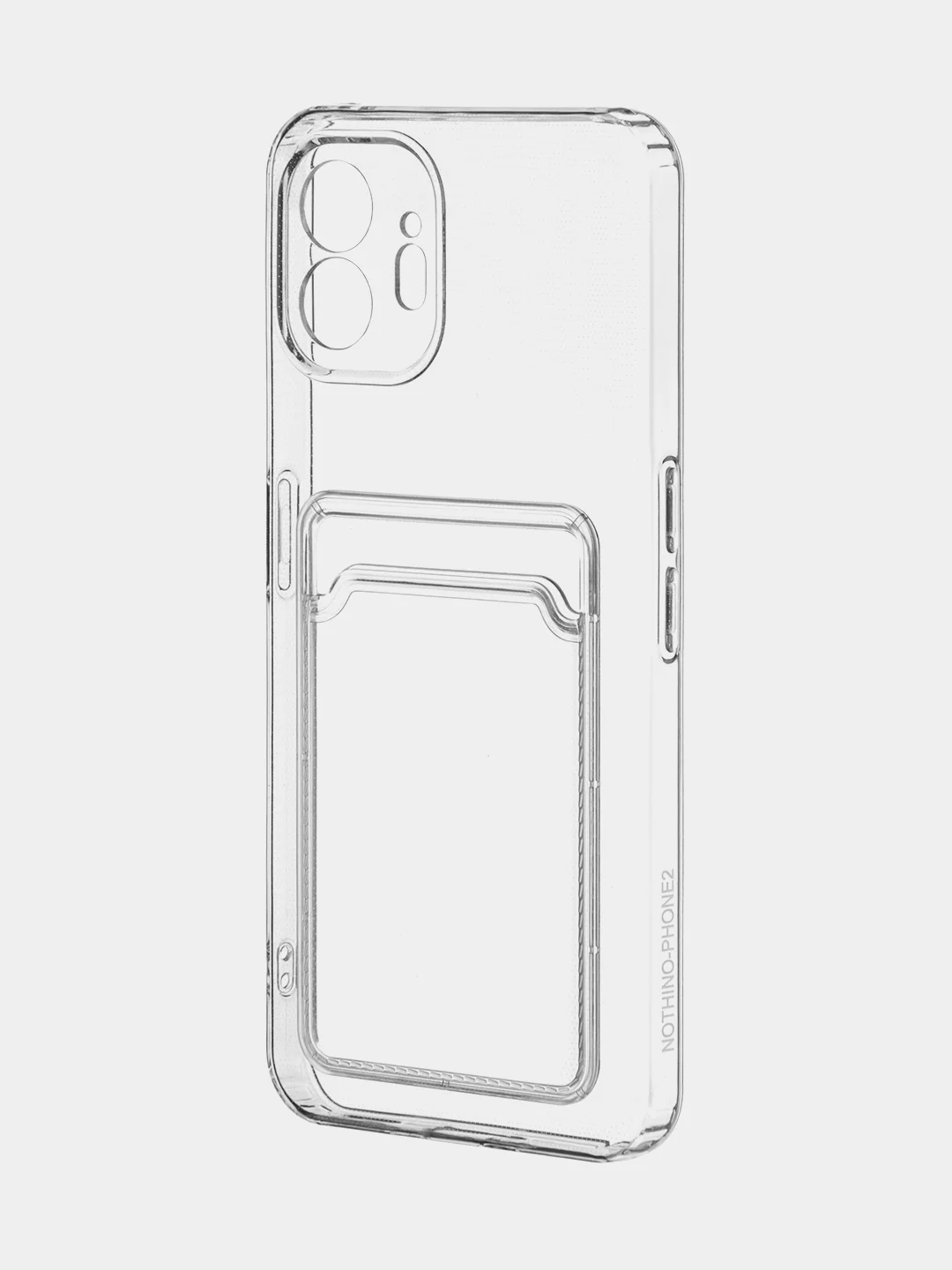 Прозрачный чехол для Nothing Phone (2) силиконовый BROSCORP с карманом для карт и защитой камер