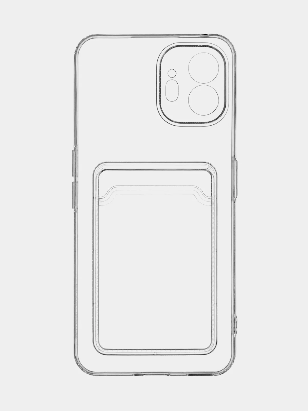 Прозрачный чехол для Nothing Phone (2) силиконовый BROSCORP с карманом для карт и защитой камер