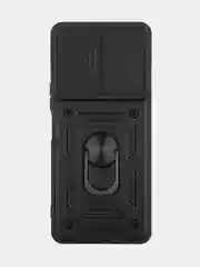 Черный чехол для Tecno Camon 19, 19 Pro противоударный КАРТОФАН пластиковый с магнитом и кольцом