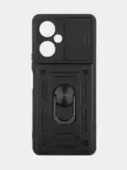 Черный чехол для Tecno Camon 19, 19 Pro противоударный КАРТОФАН пластиковый с магнитом и кольцом