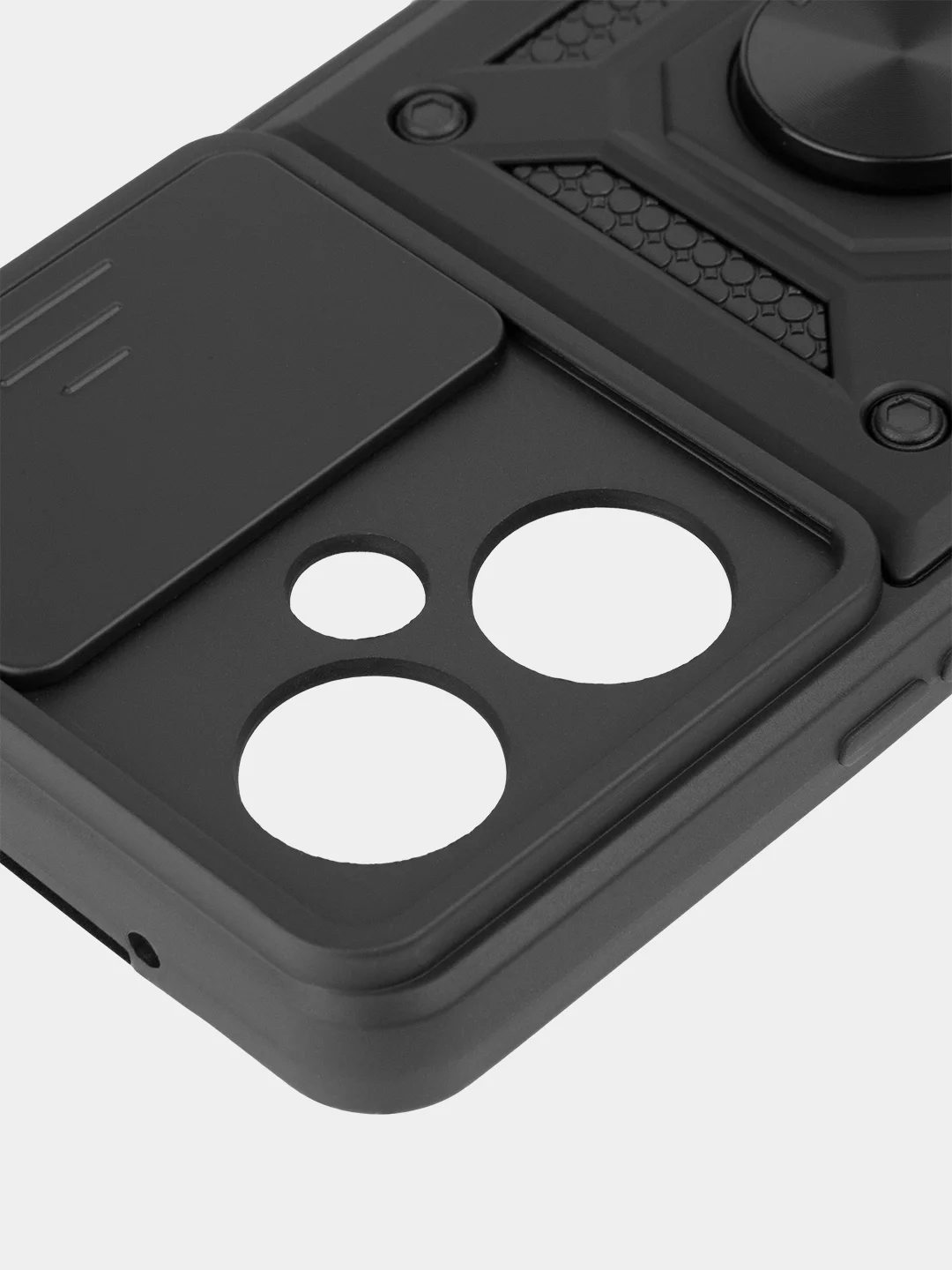 Черный чехол для Tecno Camon 19, 19 Pro противоударный КАРТОФАН пластиковый с магнитом и кольцом