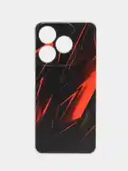 Красный чехол на Tecno Spark 10/10C (Текно Спарк 10/10С), прозрачный, с рисунком, защита камеры