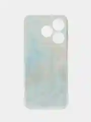 Голубой чехол на Tecno Spark 10/10C (Текно Спарк 10/10С), прозрачный, с рисунком, защита камеры