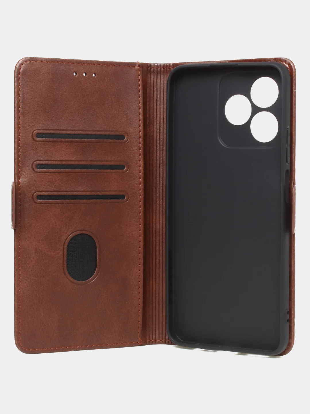 Коричневый чехол-книжка GQ Lite для Realme Note 50 / Realme C51 / Realme C53 / Narzo N53 из кожи