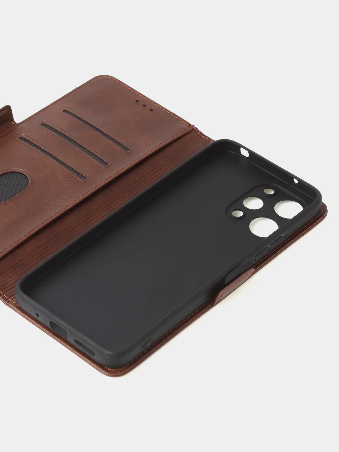 Коричневый чехол-книжка GQ Lite для Redmi 12 / Redmi Note 12R / Poco M6 Pro(5G) из искусственной кожи