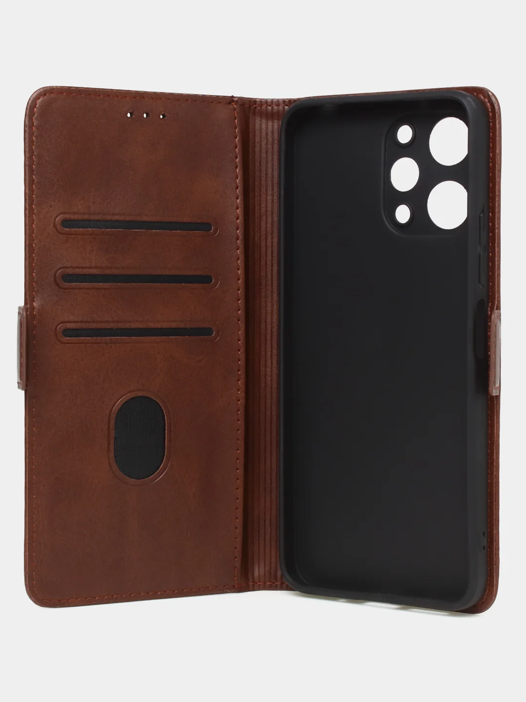 Коричневый чехол-книжка GQ Lite для Redmi 12 / Redmi Note 12R / Poco M6 Pro(5G) из искусственной кожи