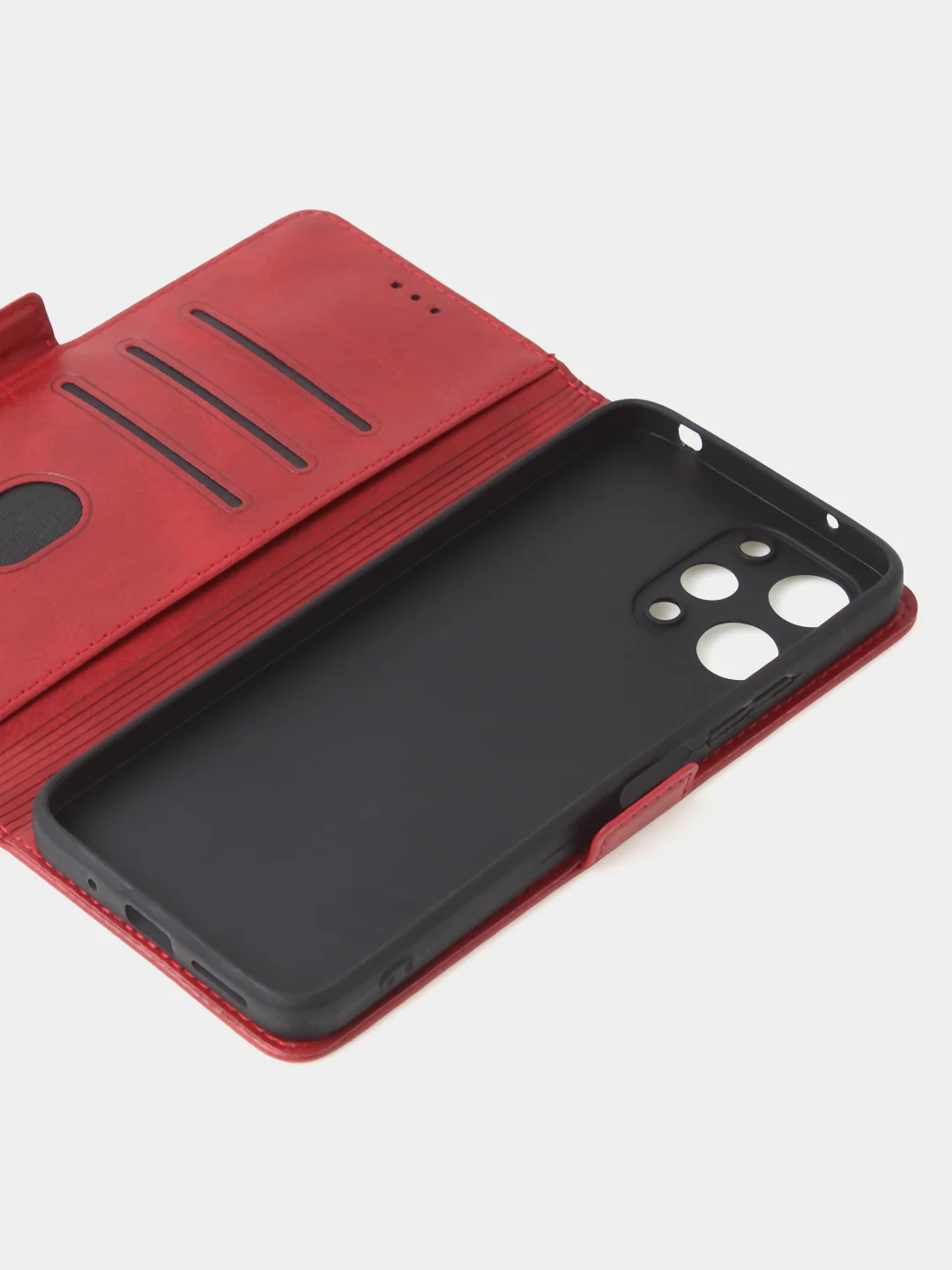 Красный чехол-книжка GQ Lite для Redmi 12 / Redmi Note 12R / Poco M6 Pro(5G) из искусственной кожи