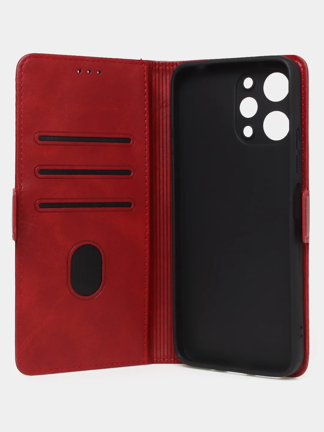 Красный чехол-книжка GQ Lite для Redmi 12 / Redmi Note 12R / Poco M6 Pro(5G) из искусственной кожи