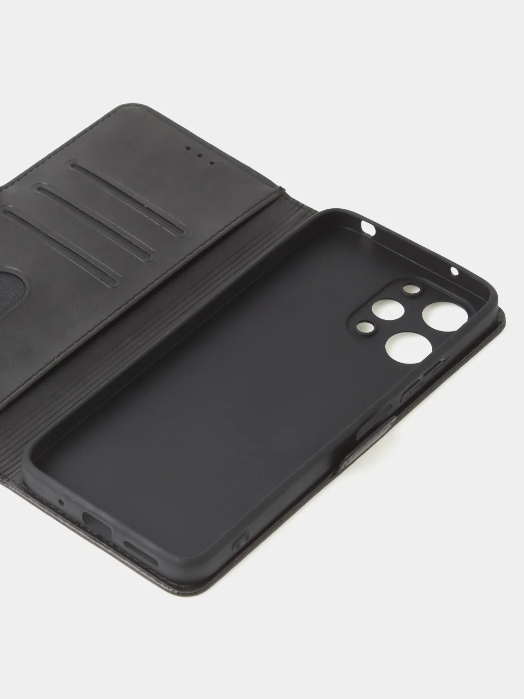 Черный чехол-книжка GQ Lite для Redmi 12 / Redmi Note 12R / Poco M6 Pro(5G) из искусственной кожи