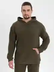 Зелёный хаки мужской спортивный костюм, плюшевый, двухсторонний флис: худи и штаны