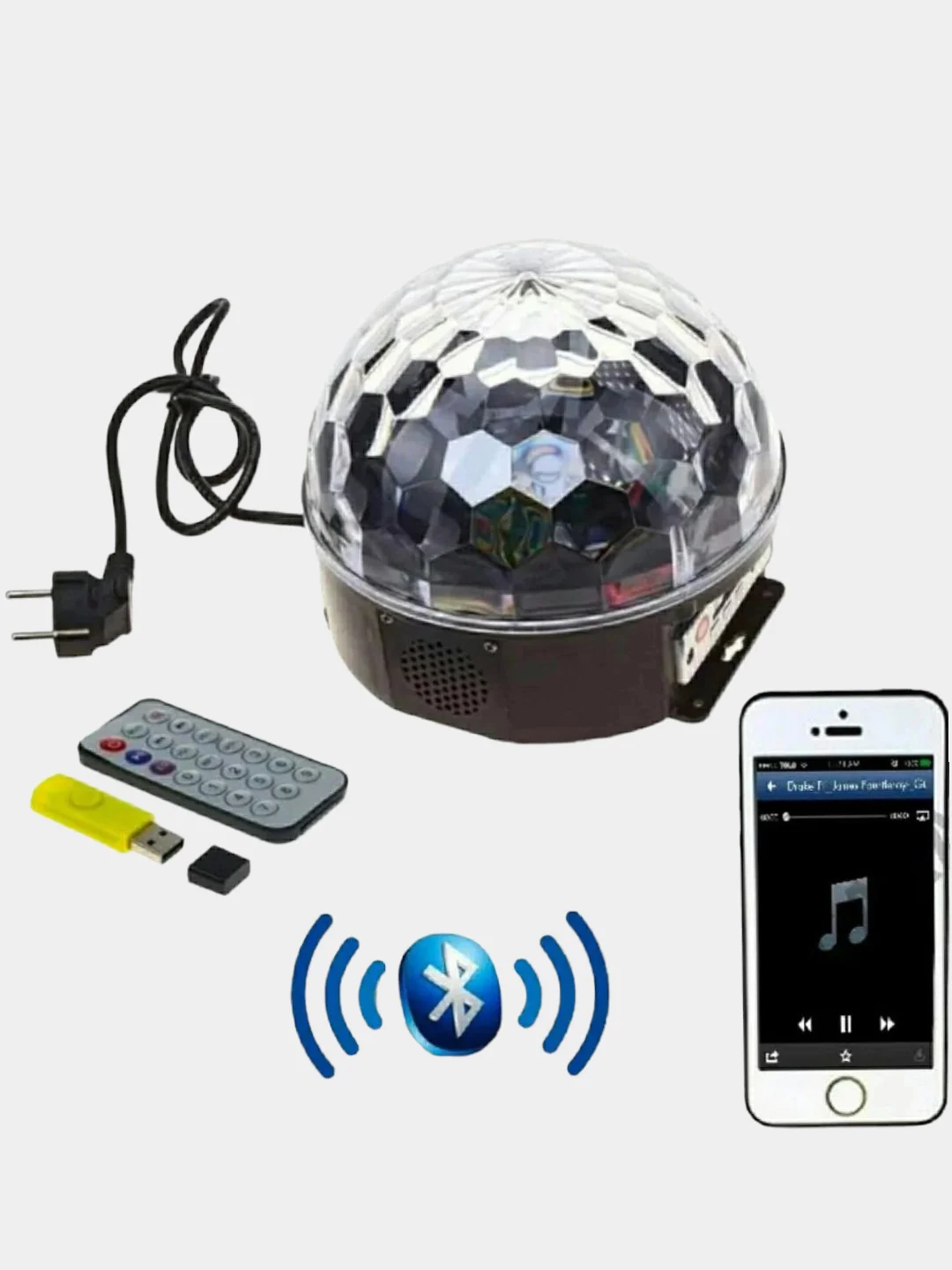 Черный ночник-проектор звёздного неба "Планетарий", Bluetooth, с музыкой и пультом