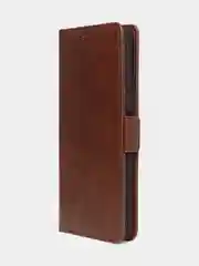 Коричневый чехол-книжка для Xiaomi Redmi 13C / Poco C65 из высококачественной кожи