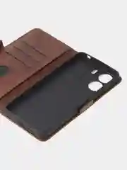 Коричневый чехол-книжка для Xiaomi Redmi 13C / Poco C65 из высококачественной кожи