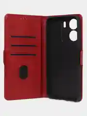 Красный чехол-книжка для Xiaomi Redmi 13C / Poco C65 из высококачественной кожи