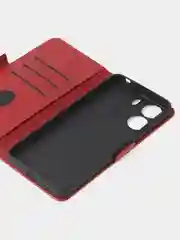 Красный чехол-книжка для Xiaomi Redmi 13C / Poco C65 из высококачественной кожи