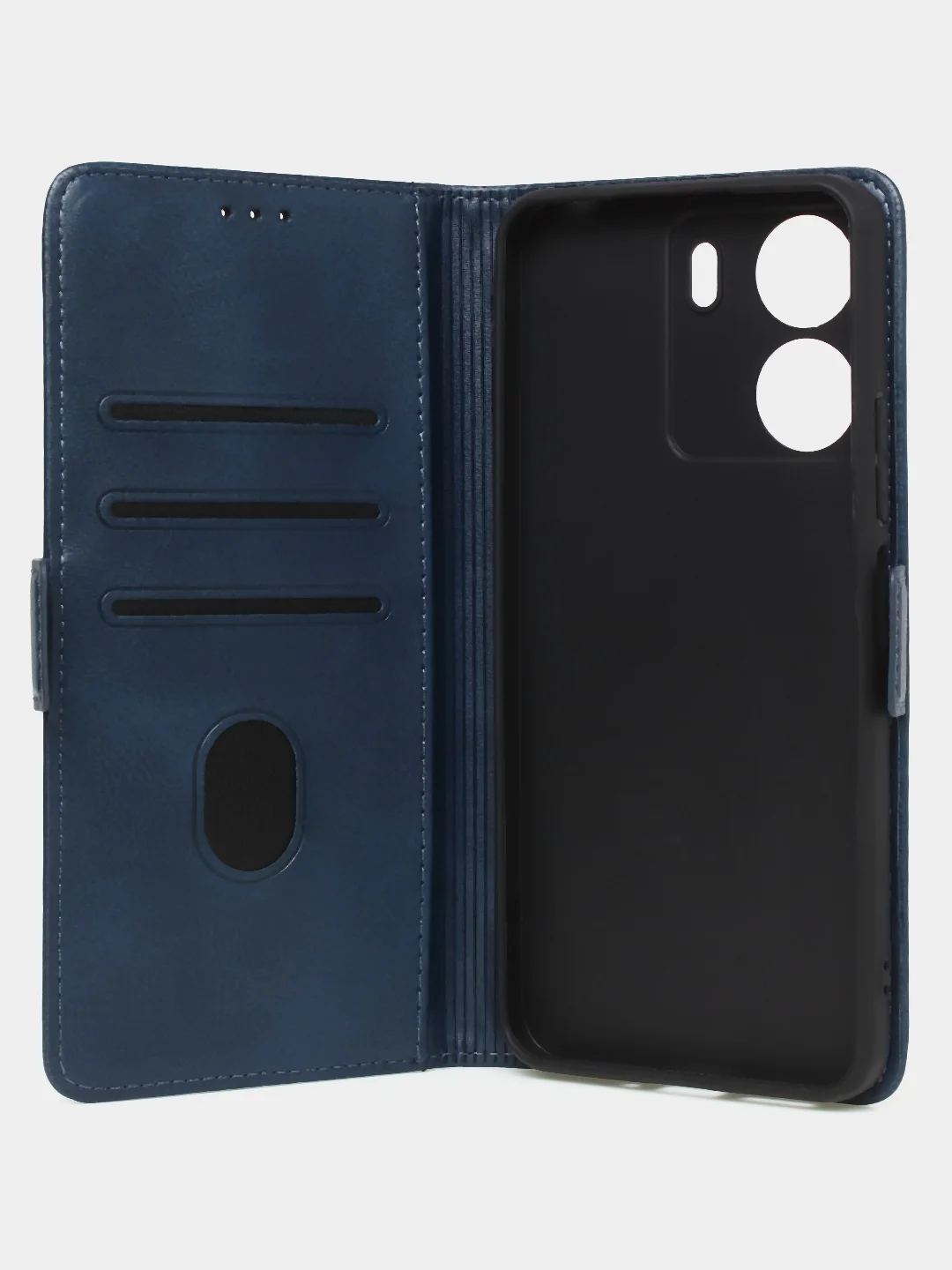 Синий чехол-книжка для Xiaomi Redmi 13C / Poco C65 из высококачественной кожи