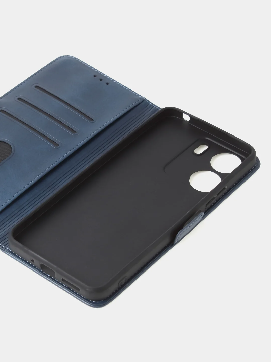 Синий чехол-книжка для Xiaomi Redmi 13C / Poco C65 из высококачественной кожи