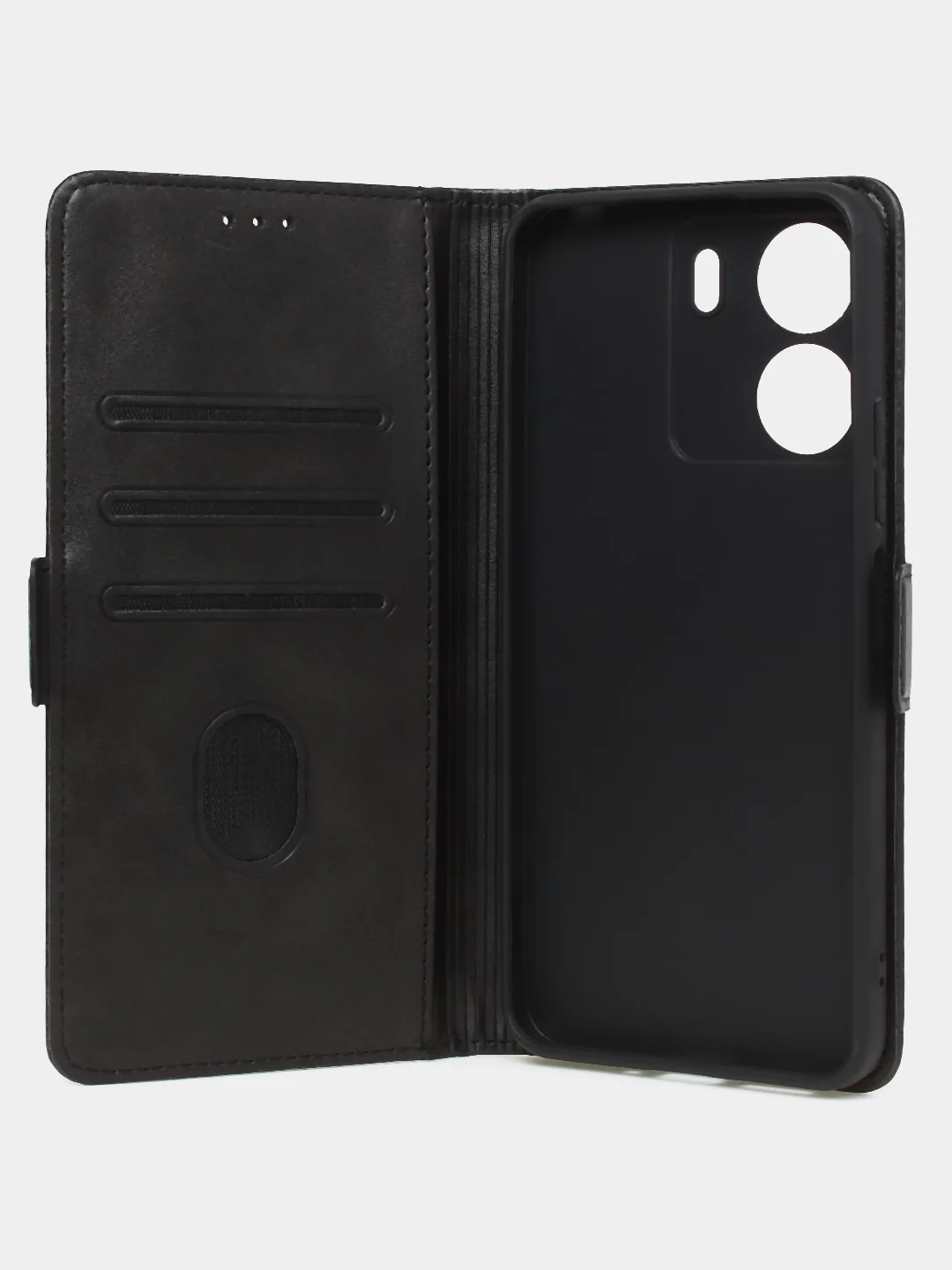 Черный чехол-книжка для Xiaomi Redmi 13C / Poco C65 из высококачественной кожи