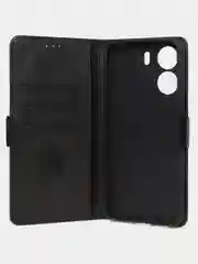 Черный чехол-книжка для Xiaomi Redmi 13C / Poco C65 из высококачественной кожи