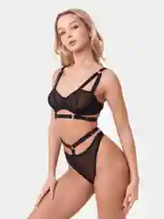 Красный комплект нижнего женского белья, прозрачная сетка