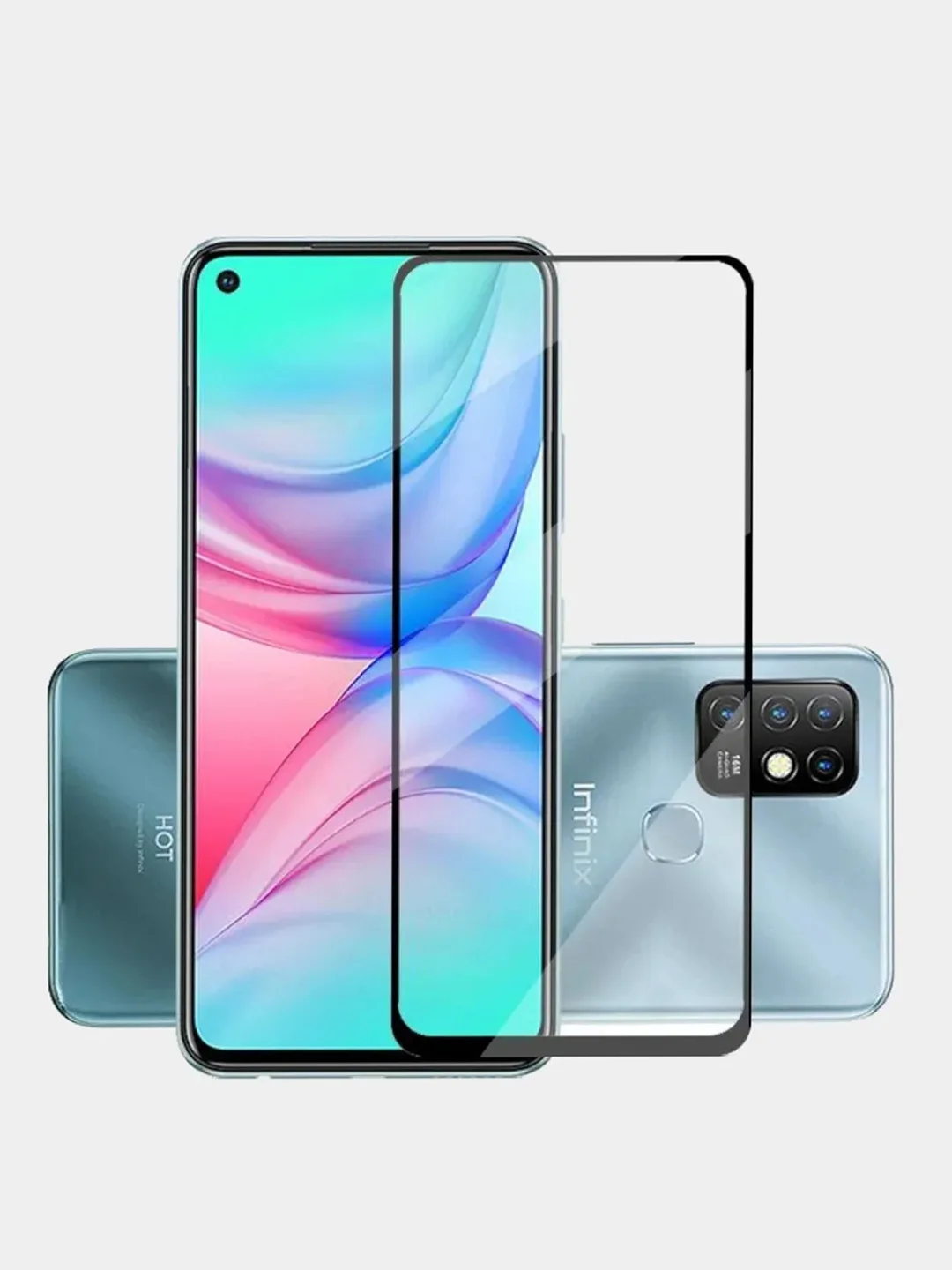 Черный защитное стекло для Infinix Hot 12 Play (Инфиникс Хот 12 Плэй)