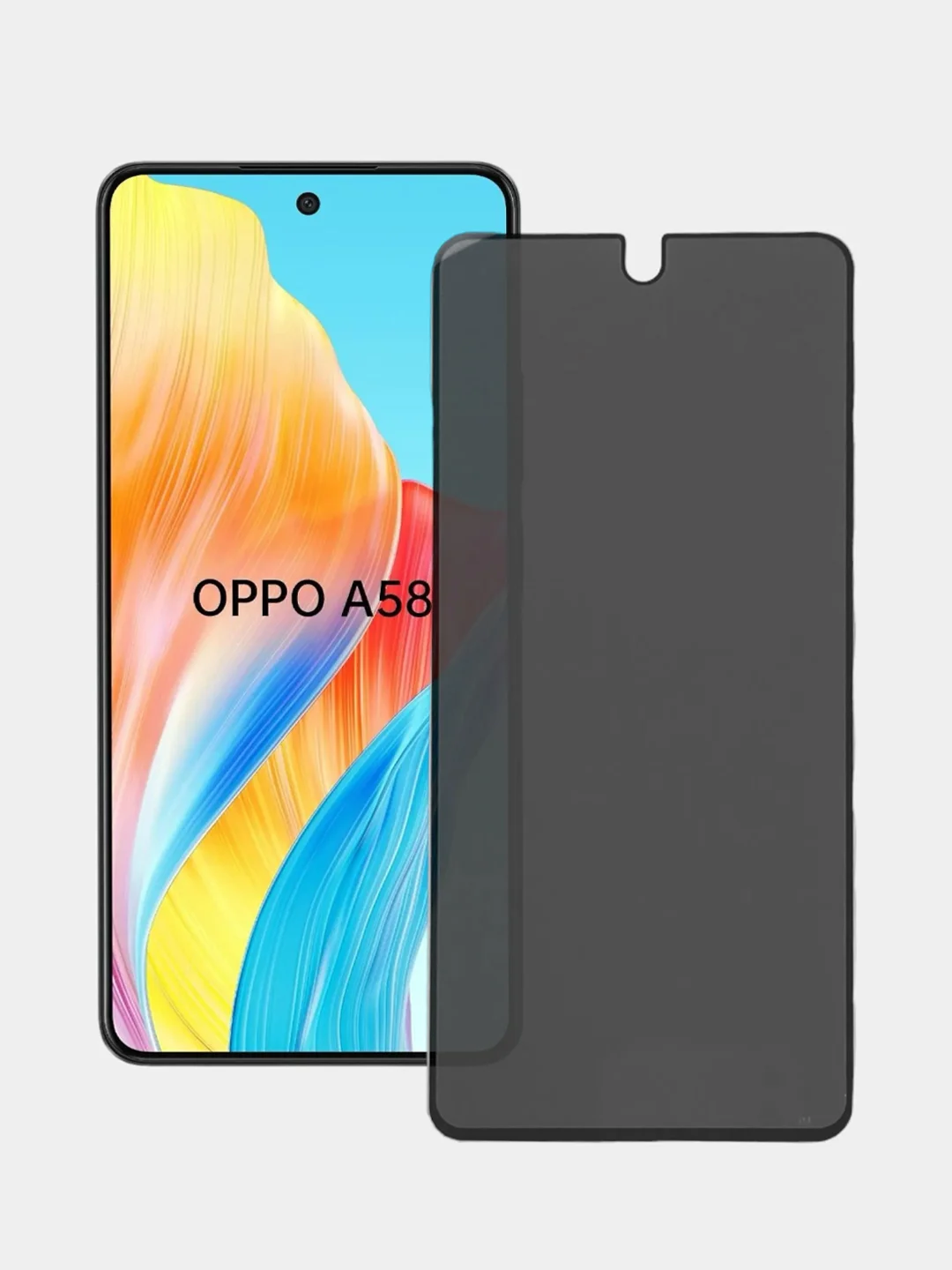 Черный защитное стекло антишпион для Oppo A58 4G / Oppo A79 5G (Оппо А58 4Г / Оппо А79 5Г)