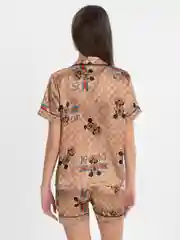 Бежевый пижама женская, шелковая