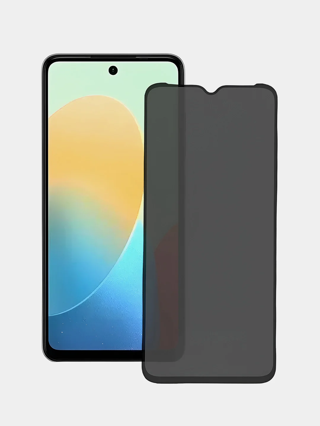 Черный защитное стекло-антишпион на Tecno Spark GO 2024 Spark 20 / 20C, Infinix Smart 8 / Hot 30i