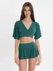 Зеленый пижама женская с шортами