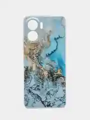 Голубой силиконовый чехол на Honor 90 Lite (Хонор 90 Лайт), прозрачный, с рисунком