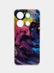 Пурпурный чехол для Infinix Note 30i (Инфиникс Нот 30и), прозрачный, с рисунком, защита камеры