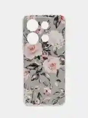 Кораллово-розовый чехол для Infinix Note 30i (Инфиникс Нот 30и), прозрачный, с рисунком, защита камеры