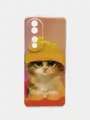 Желтый силиконовый чехол на Honor 90 (Хонор 90), прозрачный, с рисунком
