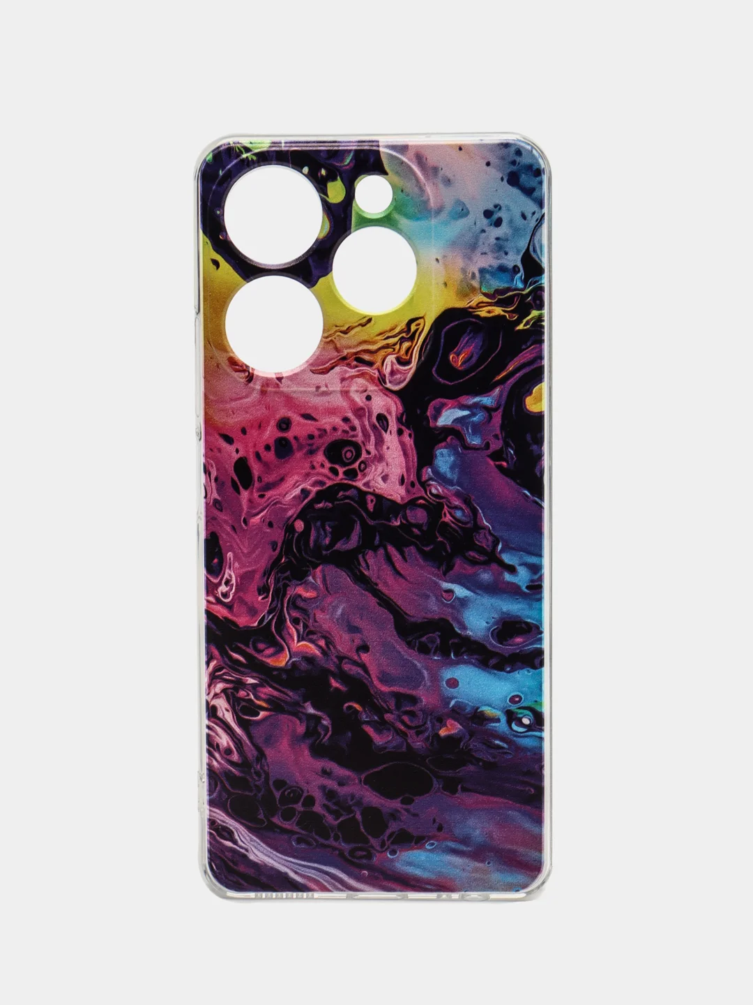 Пурпурный чехол на Tecno Spark 10 Pro (Текно Спарк 10 Про), прозрачный, с рисунком, защита камеры
