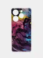Пурпурный чехол на Tecno Spark 10 Pro (Текно Спарк 10 Про), прозрачный, с рисунком, защита камеры