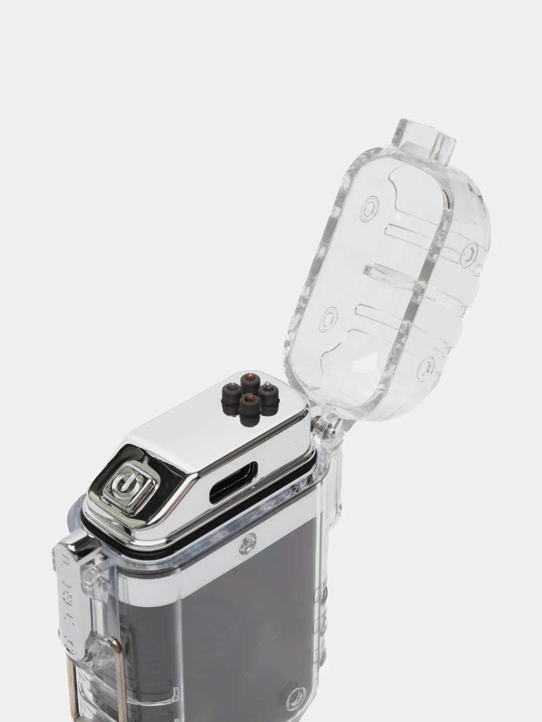 Черный зажигалка электронная, с фонариком, USB, плазменная спираль