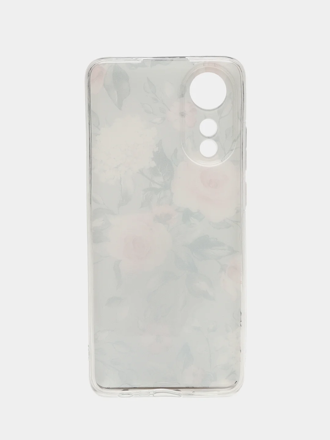 Кораллово-розовый силиконовый чехол на Oppo A78 4G (Оппо А78 4G), прозрачный, с рисунком, защита камеры
