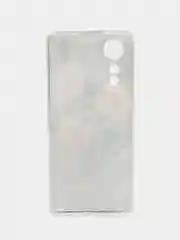 Кораллово-розовый силиконовый чехол на Oppo A78 4G (Оппо А78 4G), прозрачный, с рисунком, защита камеры