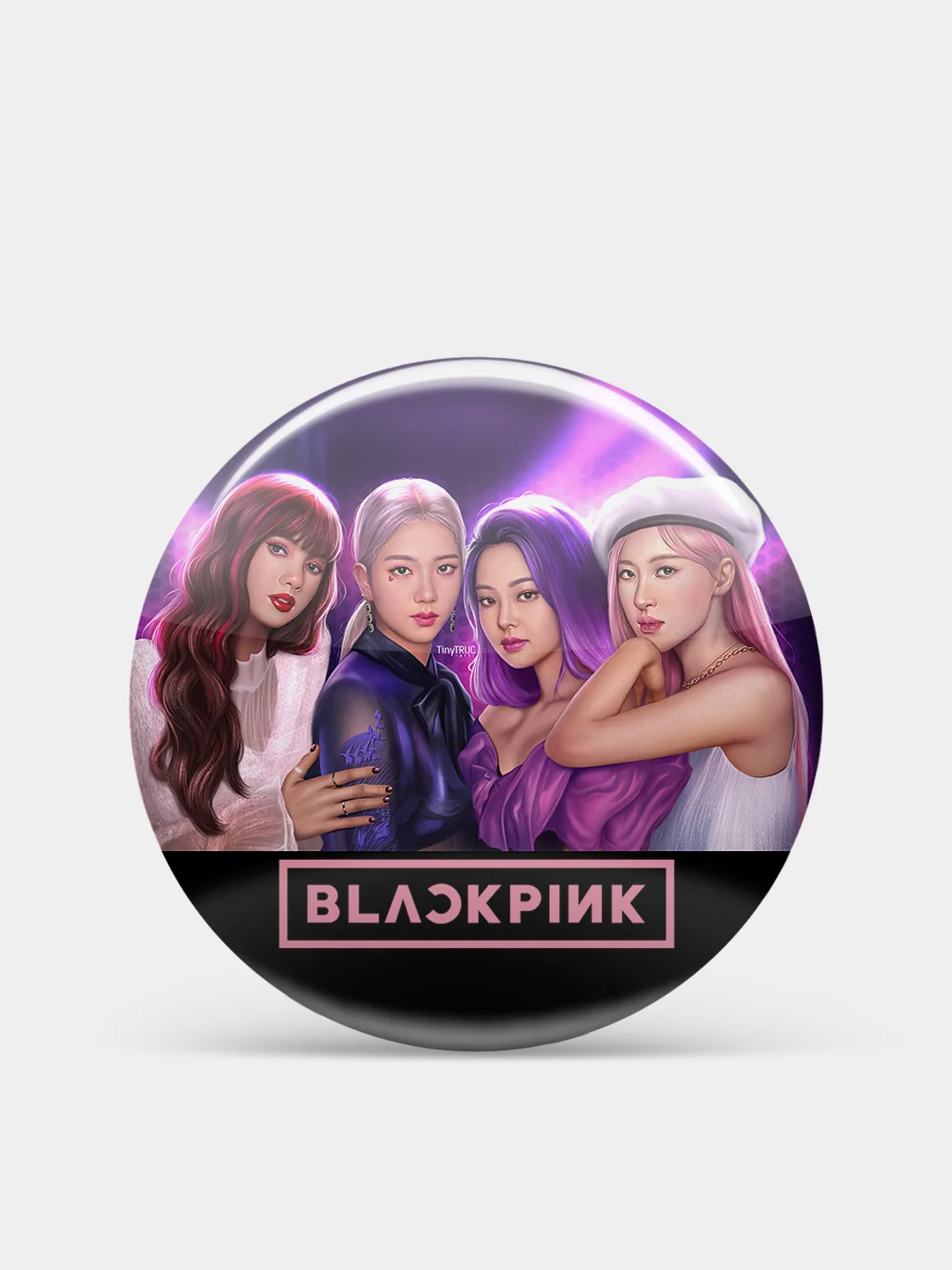 Тёмно-серый значки Blackpink (БлэкПинк) "Участники K-pop группы", 2 размера